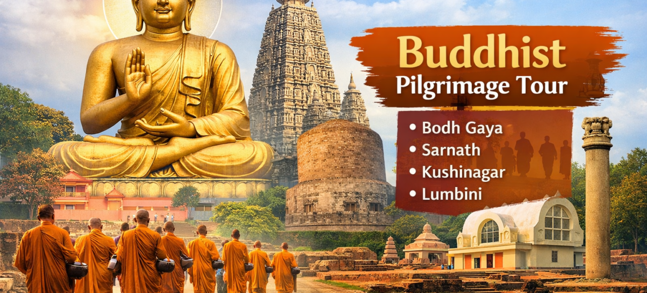 Buddhist Pilgrimage Tour package by Vision India Tour featuring Bodh Gaya, Sarnath, Kushinagar and Lumbini with contact +91-9955281537
