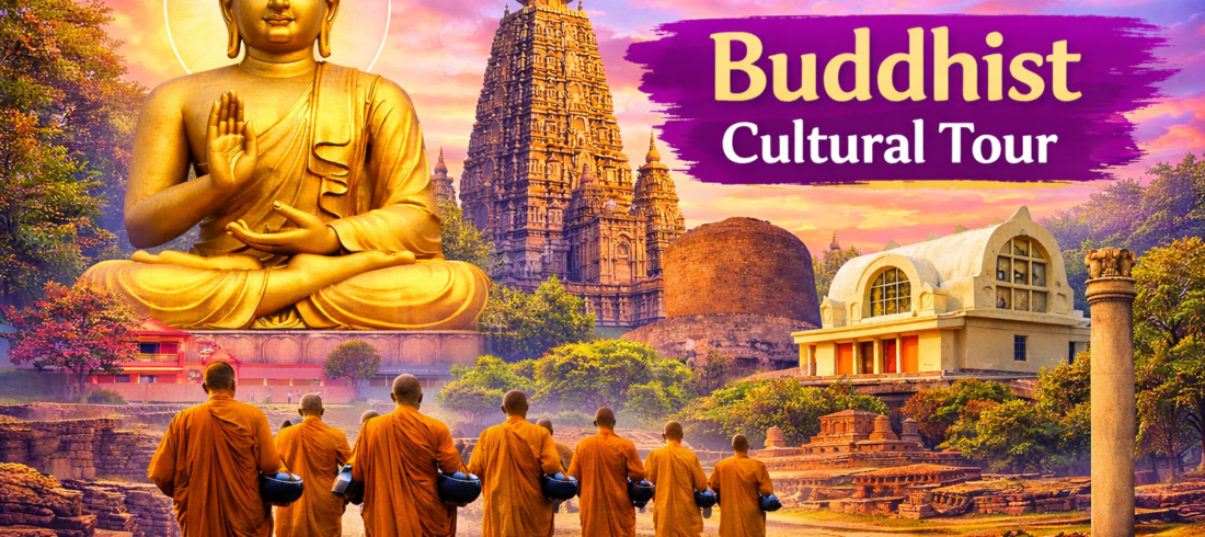 Buddhist Cultural Tour package showcasing sacred Buddhist sites with contact number +91-9955281537