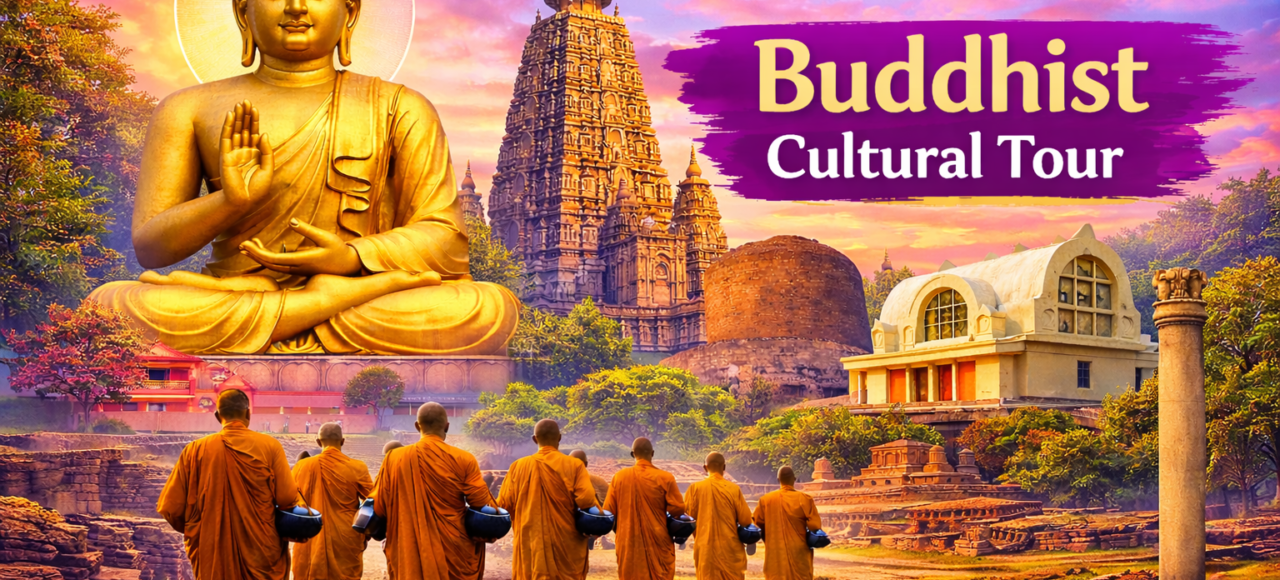 Buddhist Cultural Tour package showcasing sacred Buddhist sites with contact number +91-9955281537