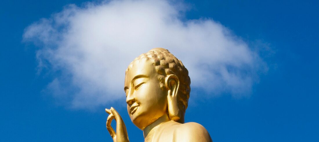 India Buddhist pilgrimage tour banner featuring sacred Buddhist sites, Buddha statue and spiritual travel across India